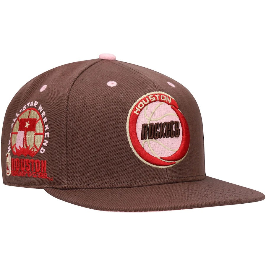 Mitchell & Ness Houston Rockets Brown 1989 All-Star Game Hardwood Classics Brown Sugar Bacon Fitted Hat