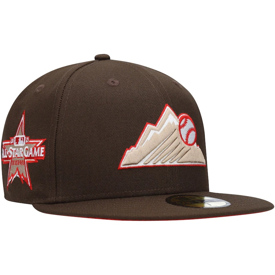 New Era Colorado Rockies Brown 2021 All-Star Game Team Scarlet Undervisor 59FIFTY Fitted Hat