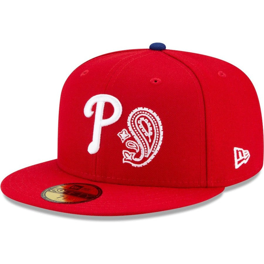 New Era Red Philadelphia Phillies Patchwork Undervisor 59FIFTY Fitted Hat