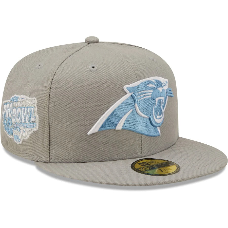 New Era Carolina Panthers Gray 1999 Pro Bowl Sky Blue Undervisor 59FIFTY Fitted Hat