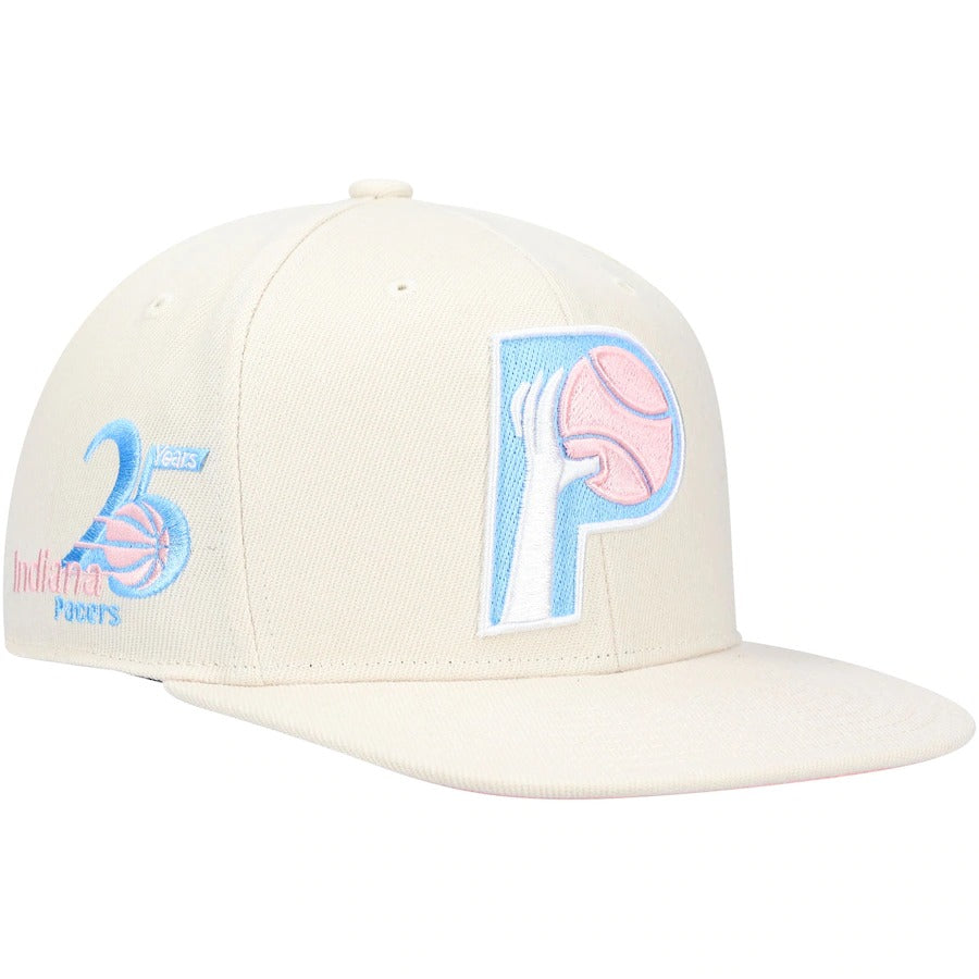 Mitchell & Ness x Lids Indiana Pacers Cream 25 Years Hardwood Classics Cake Pop Fitted Hat