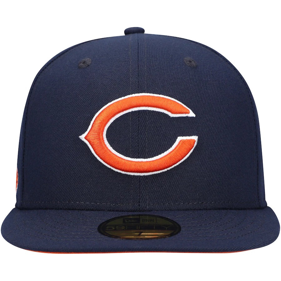 New Era Chicago Bears Navy 100th Anniversary Patch Team 59FIFTY Fitted Hat
