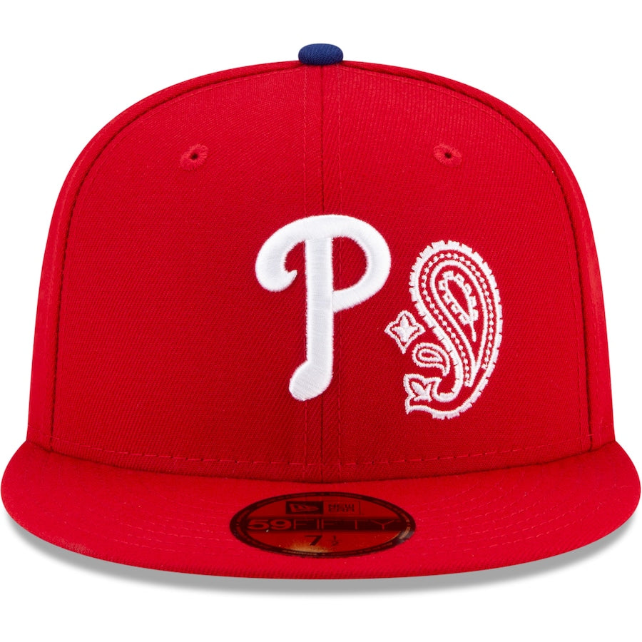 New Era Red Philadelphia Phillies Patchwork Undervisor 59FIFTY Fitted Hat