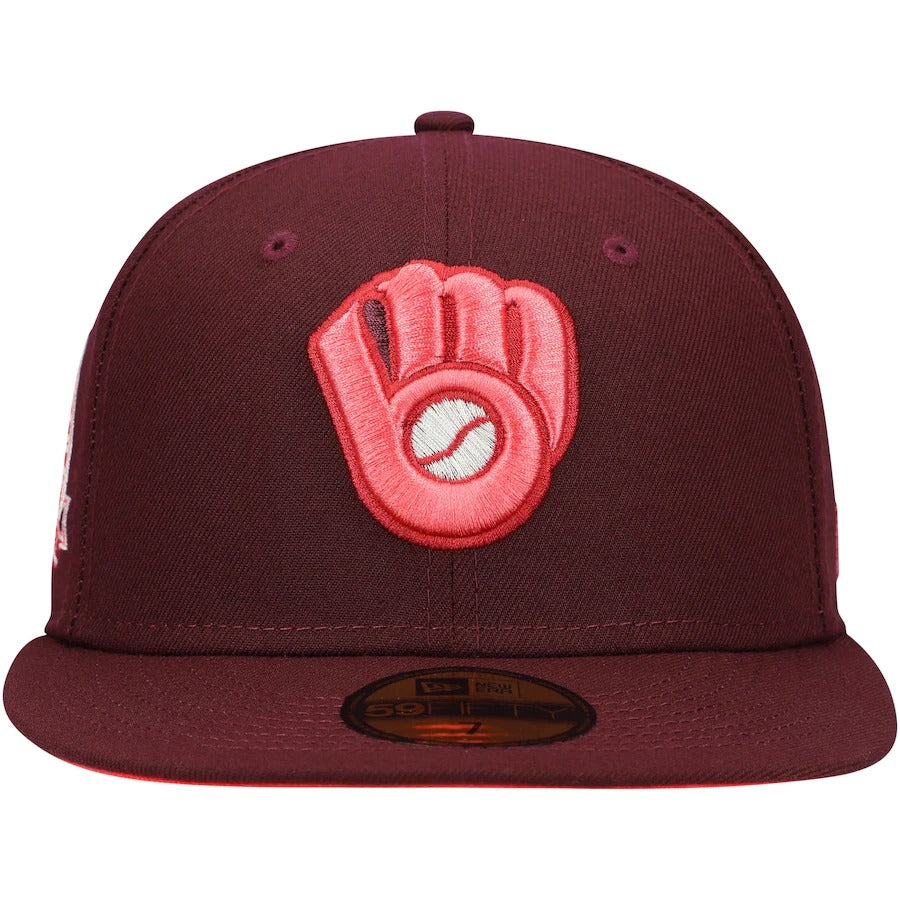 New Era Milwaukee Brewers Maroon Color Fam Lava Red Undervisor 59FIFTY Fitted Hat