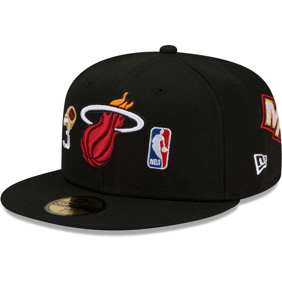New Era Miami Heat Black 3x World Champions 59FIFTY Fitted Hat