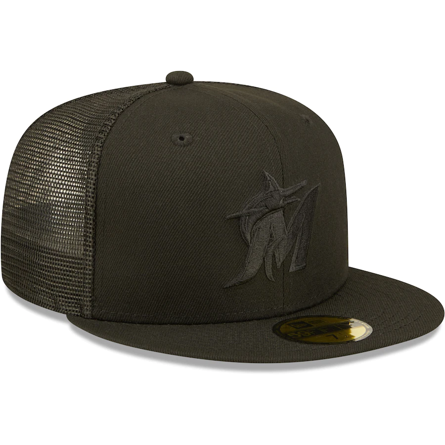 New Era Miami Marlins Blackout Trucker 59FIFTY Fitted Hat