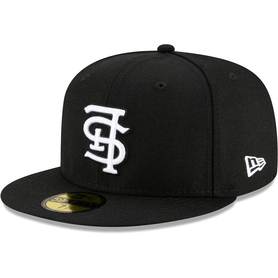 New Era Black St. Louis Cardinals Upside Down Logo 59FIFTY Fitted Hat