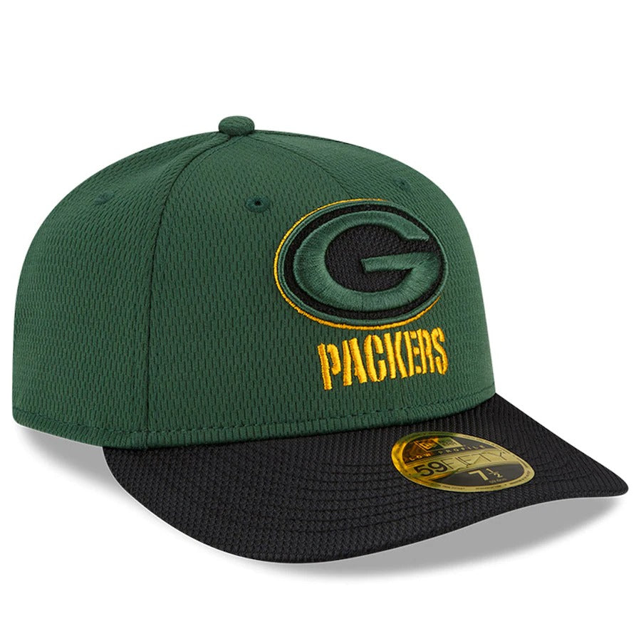 New Era Green/Black Green Bay Packers 2021 NFL Sideline Road Low Profile 59FIFTY Fitted Hat