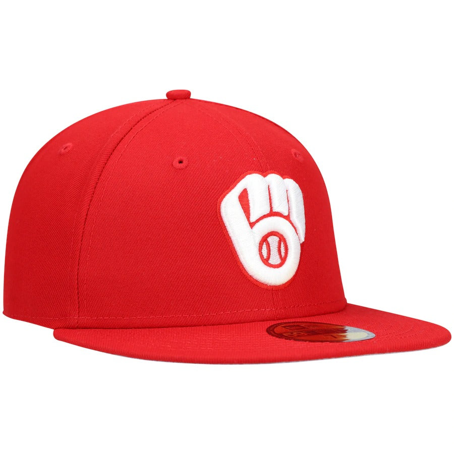 New Era Red Milwaukee Brewers Logo White 59FIFTY Fitted Hat