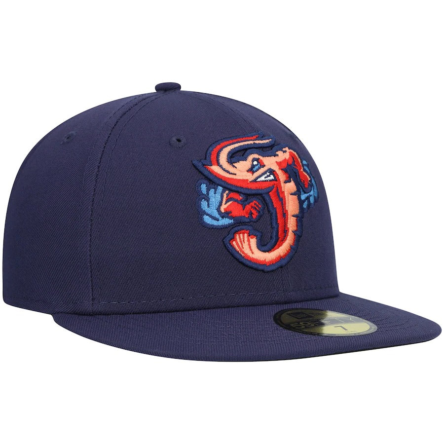New Era Jacksonville Jumbo Shrimp Navy Authentic Collection Team Home 59FIFTY Fitted Hat