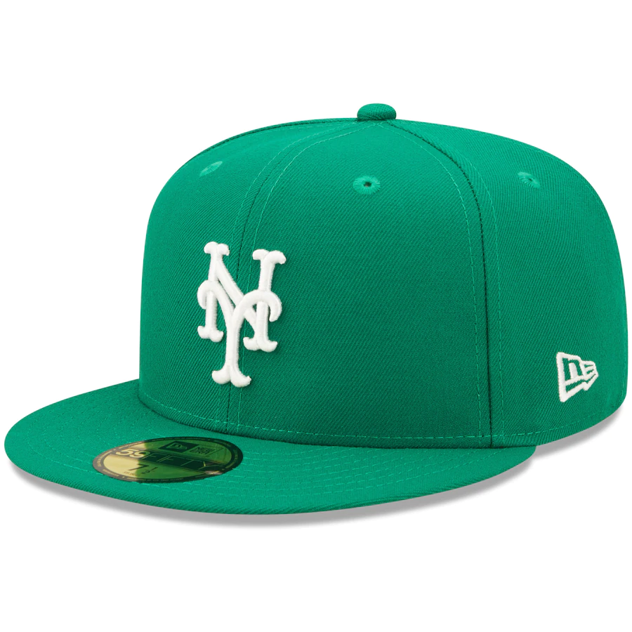 New Era New York Mets Kelly Green Logo White 59FIFTY Fitted Hat