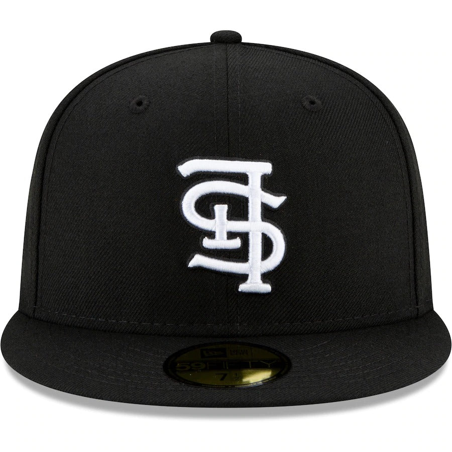 New Era Black St. Louis Cardinals Upside Down Logo 59FIFTY Fitted Hat
