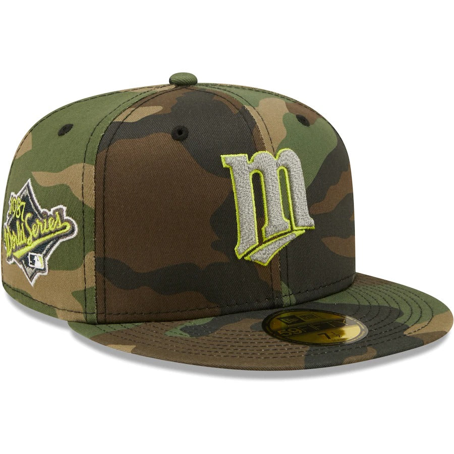 New Era Minnesota Twins Camo Cooperstown Collection 1987 World Series Woodland Reflective Undervisor 59FIFTY Fitted Hat