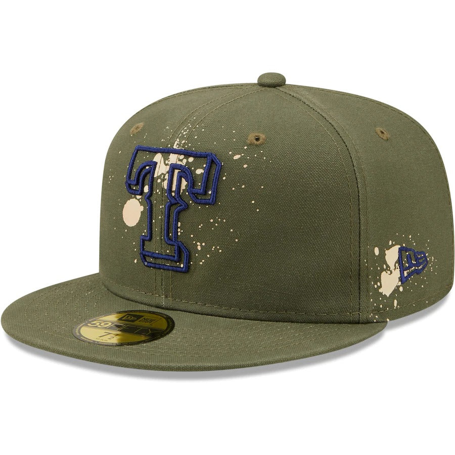 New Era Texas Rangers Olive Splatter 59FIFTY Fitted Hat