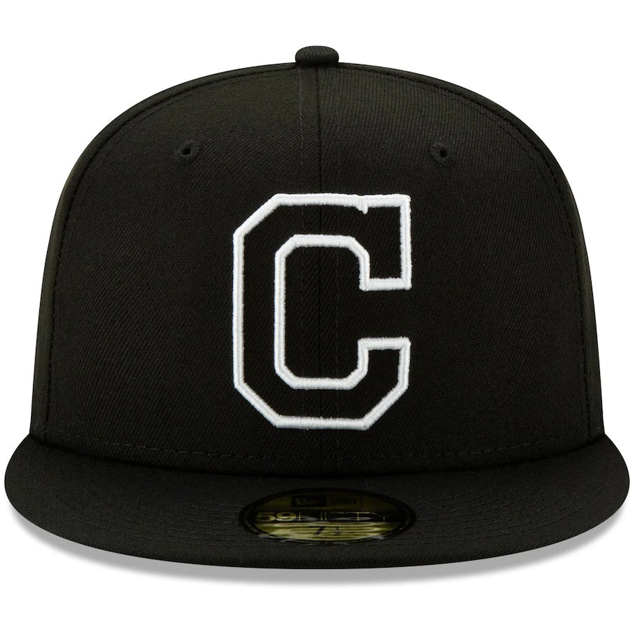 New Era Black Cleveland Indians Monochrome Logo Elements 59FIFTY Fitted Hat