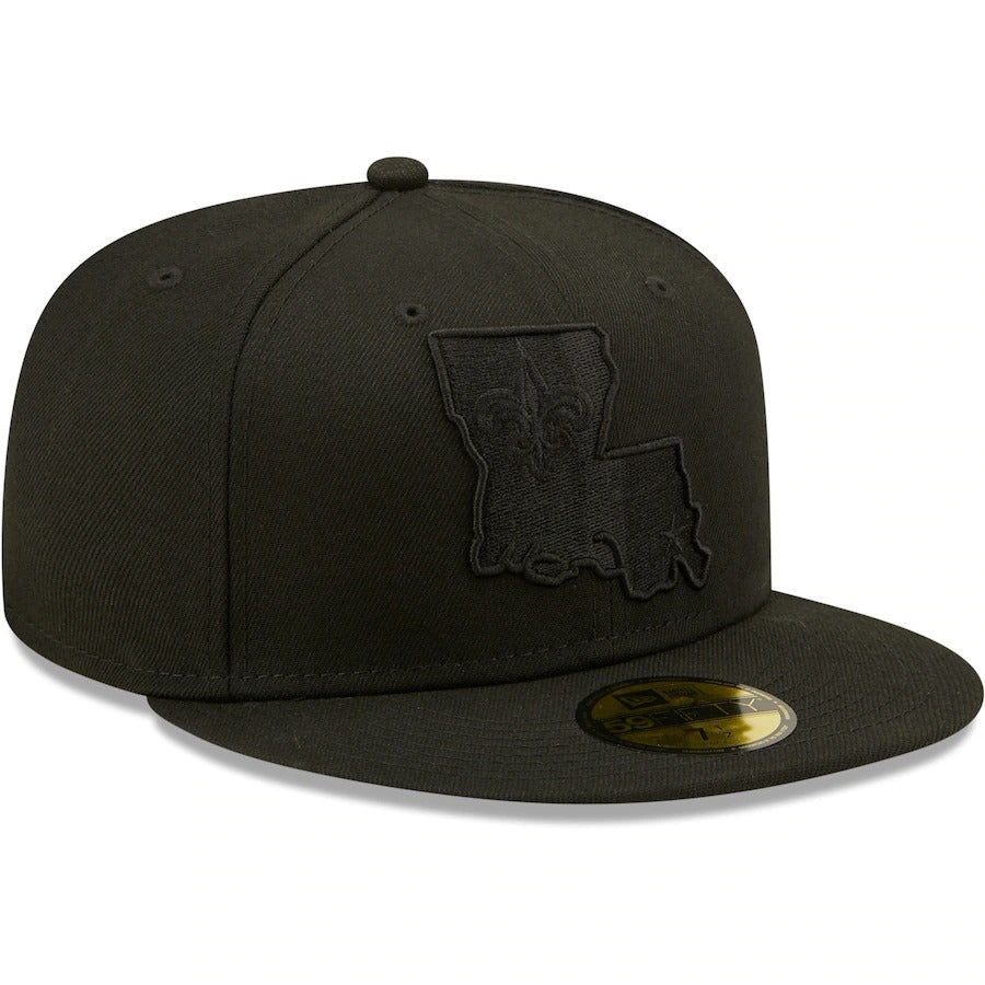 New Era New Orleans Saints Black on Black Alternate Logo 59FIFTY Fitted Hat