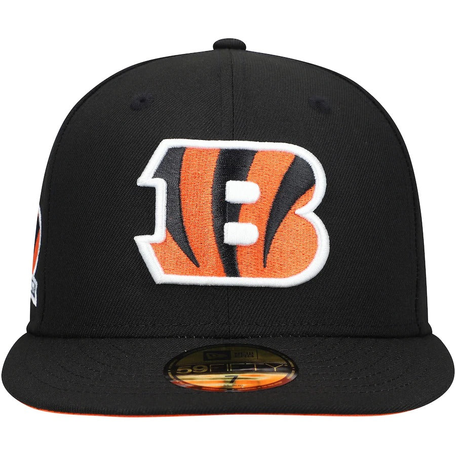 New Era Cincinnati Bengals Black 50th Anniversary Patch Team 59FIFTY Fitted Hat
