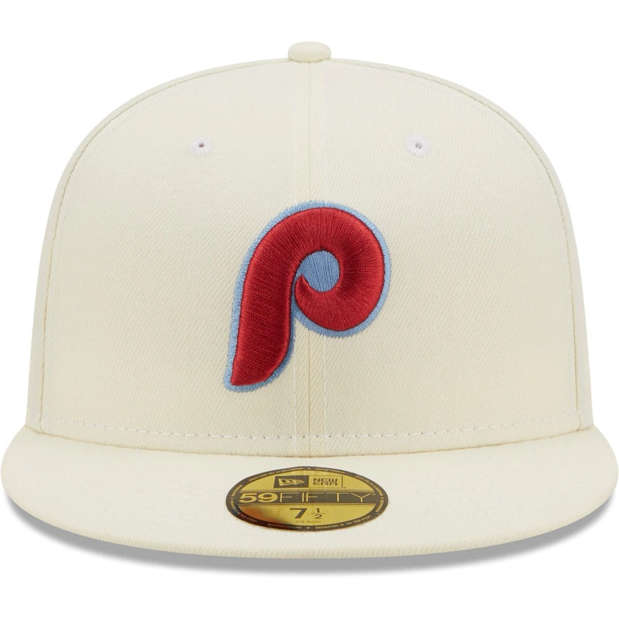 New Era Philadelphia Phillies Cream 1980 World Champions Chrome Alternate Undervisor 59FIFTY Fitted Hat
