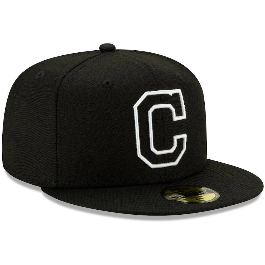 New Era Black Cleveland Indians Monochrome Logo Elements 59FIFTY Fitted Hat