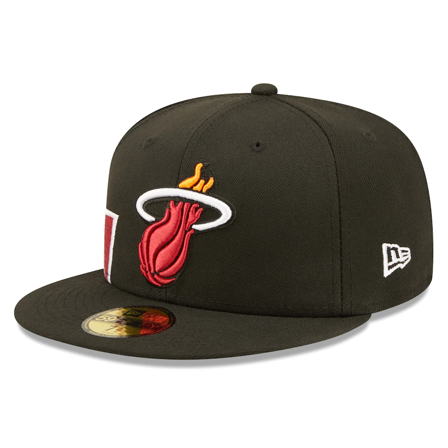 New Era Miami Heat Black Side Split 59FIFTY Fitted Hat
