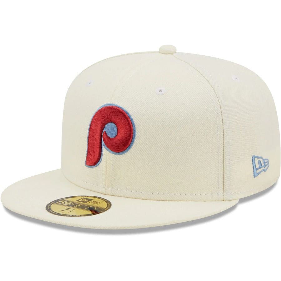 New Era Philadelphia Phillies Cream 1980 World Champions Chrome Alternate Undervisor 59FIFTY Fitted Hat