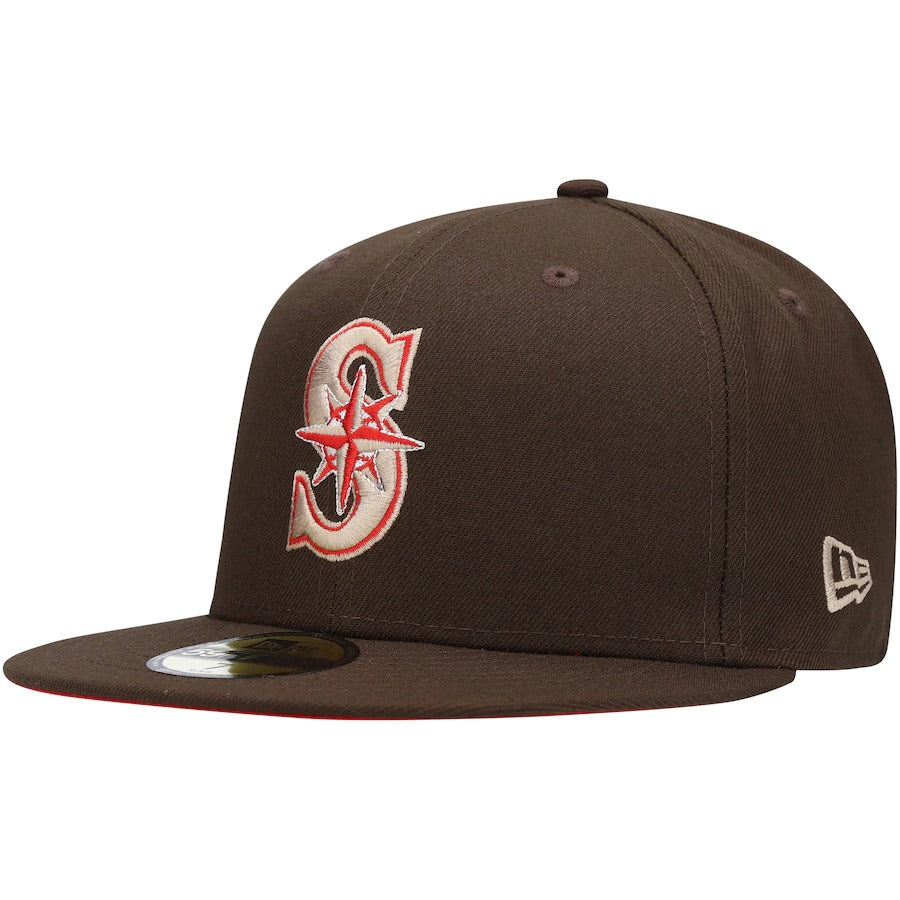 New Era Seattle Mariners Brown 35th Anniversary Team Scarlet Undervisor 59FIFTY Fitted Hat