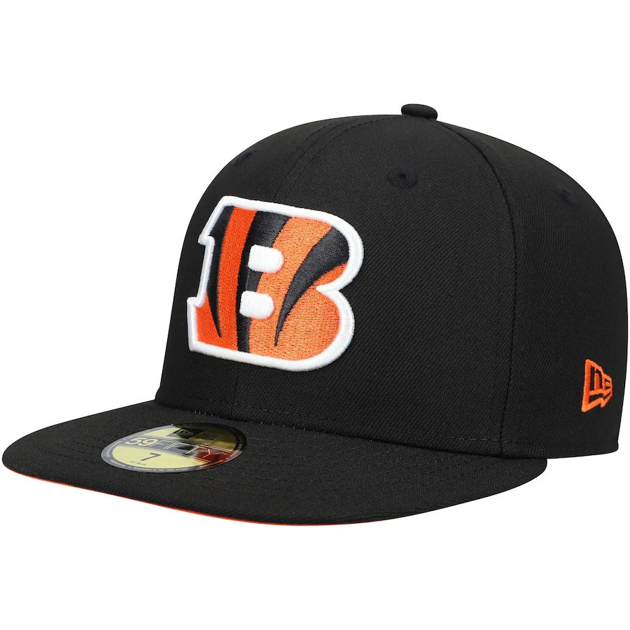 New Era Cincinnati Bengals Black 50th Anniversary Patch Team 59FIFTY Fitted Hat