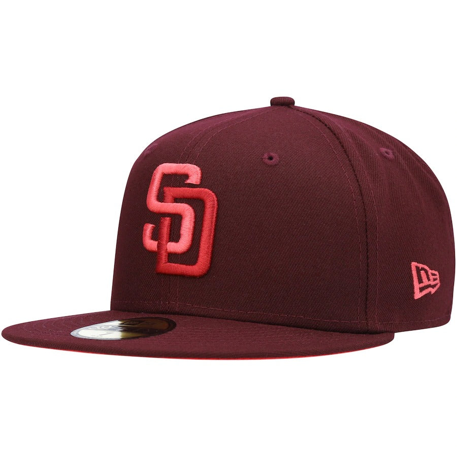 New Era San Diego Padres Maroon Color Fam Lava Red Undervisor 59FIFTY Fitted Hat