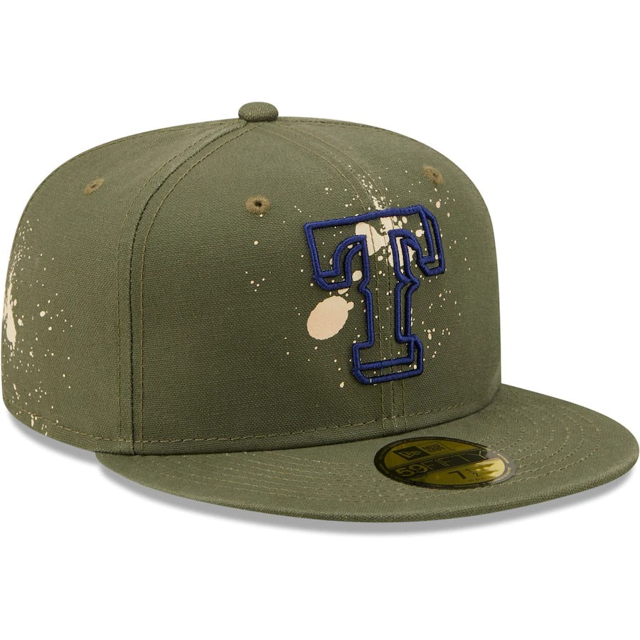 New Era Texas Rangers Olive Splatter 59FIFTY Fitted Hat