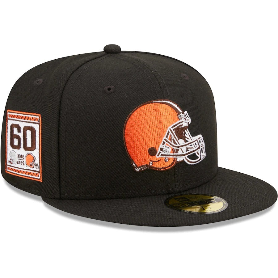 New Era Black Cleveland Browns 60th Anniversary Patch 59FIFTY Fitted Hat