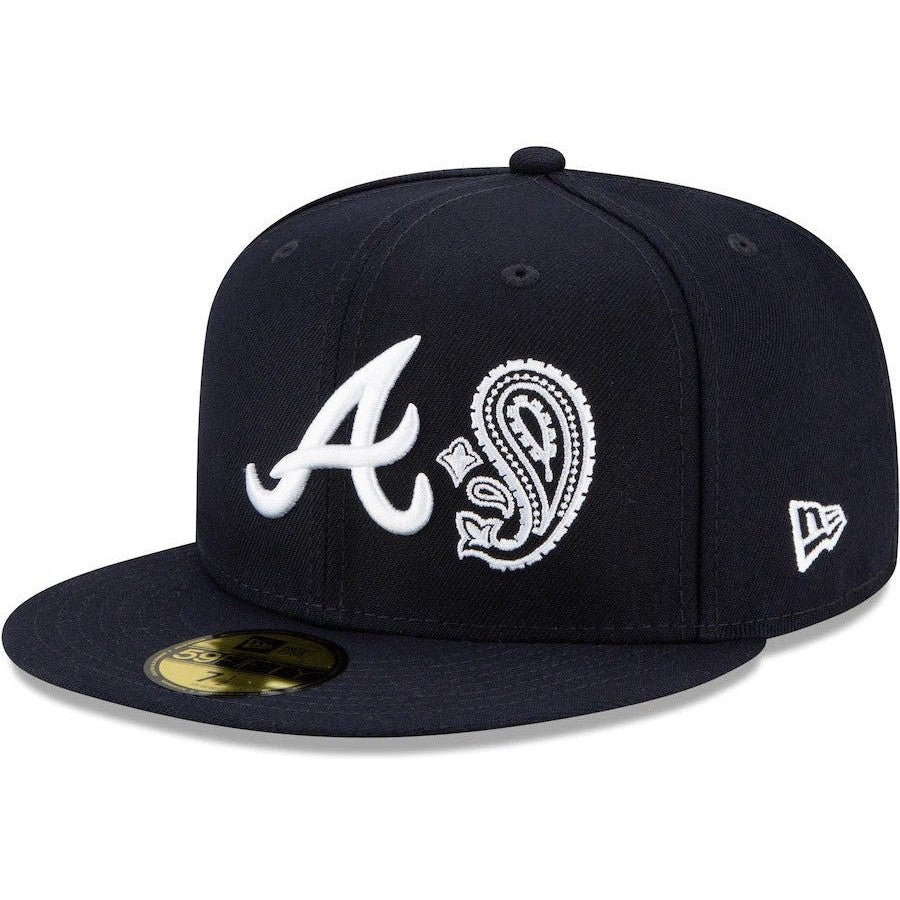 New Era Navy Atlanta Braves Patchwork Undervisor 59FIFTY Fitted Hat