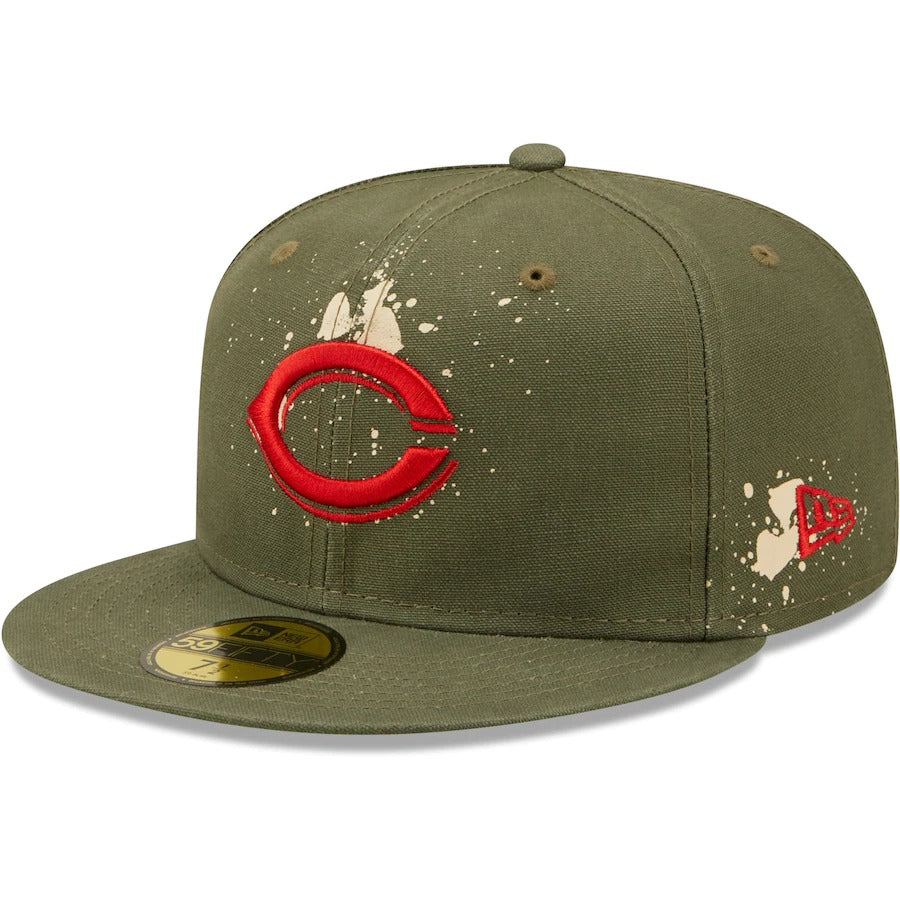 New Era Cincinnati Reds Olive Splatter 59FIFTY Fitted Hat
