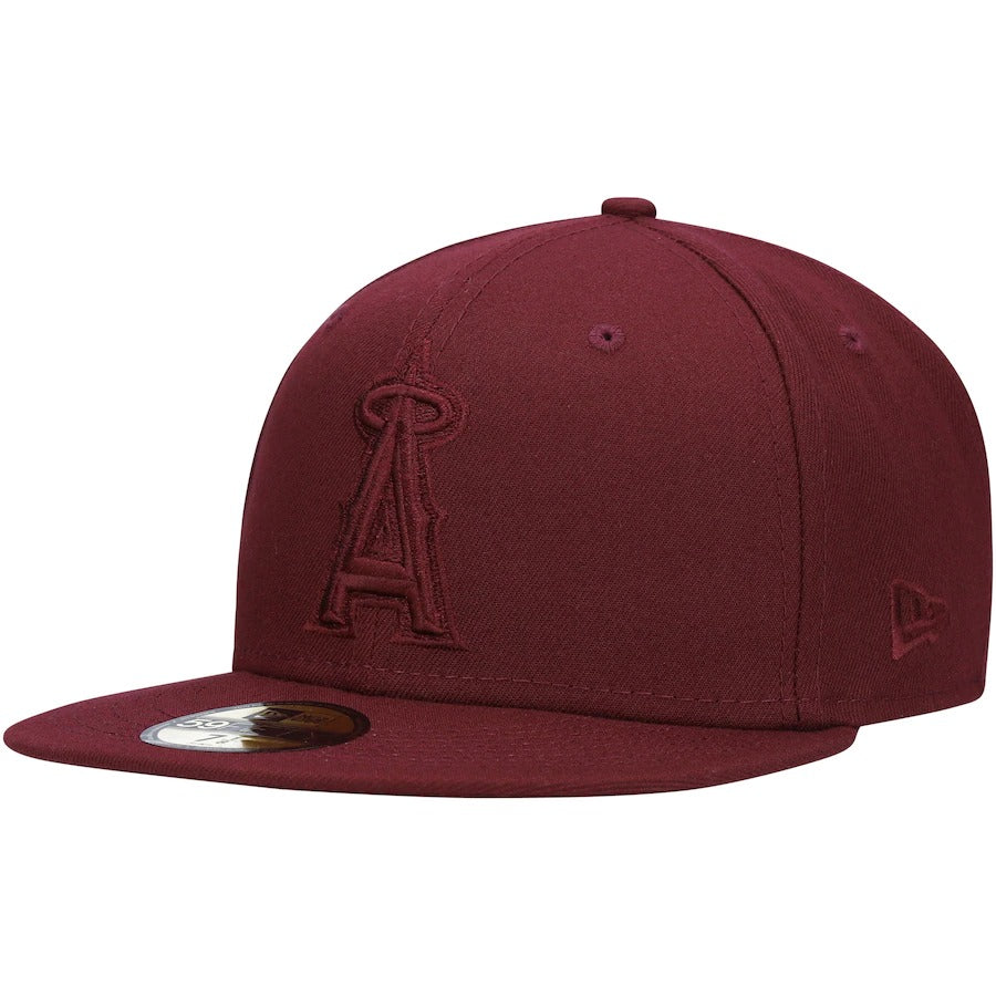 New Era Los Angeles Angels Maroon Oxblood Tonal 59FIFTY Fitted Hat