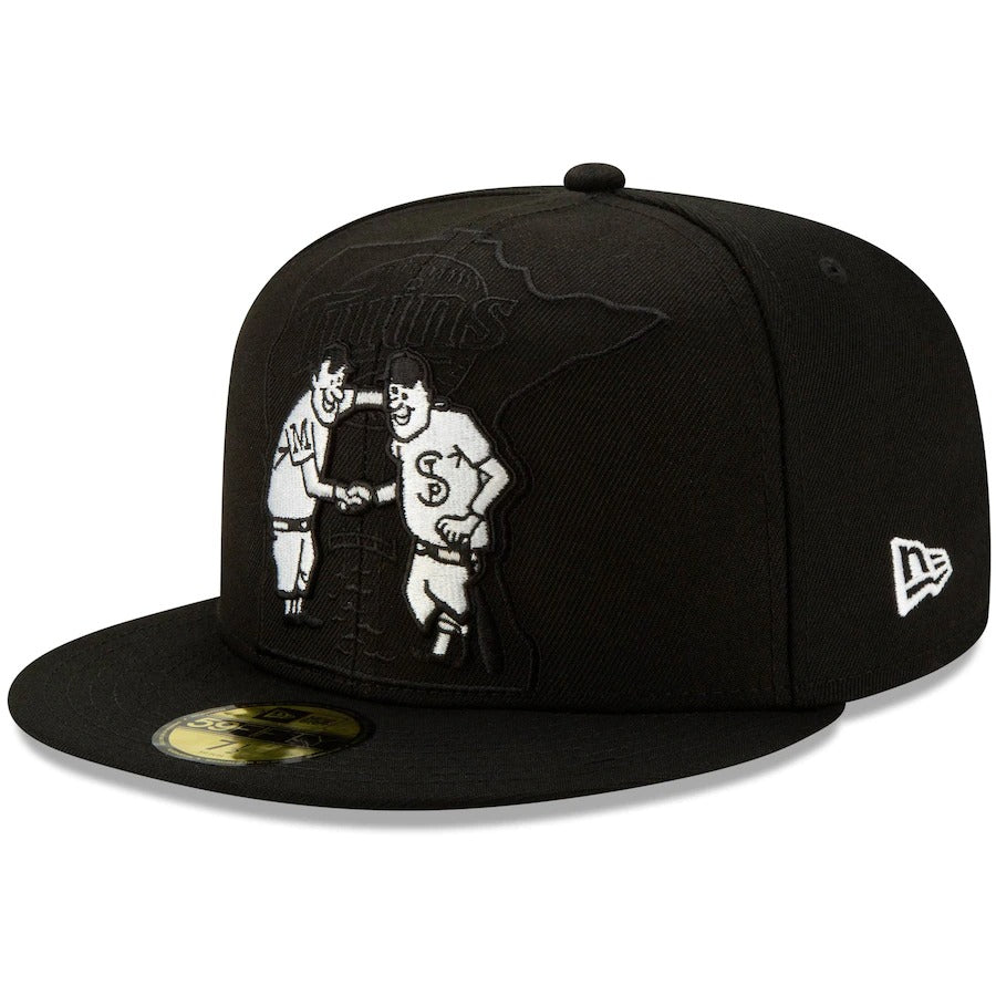New Era Black Minnesota Twins Monochrome Logo Elements 59FIFTY Fitted Hat