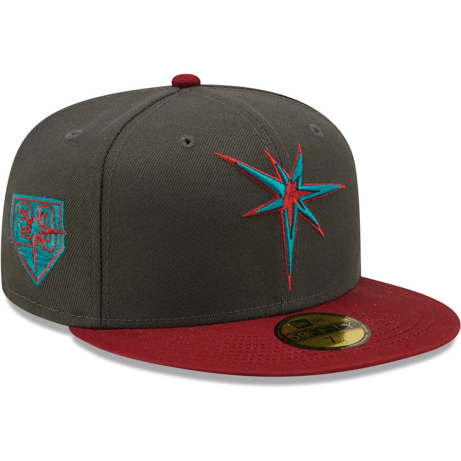 New Era Tampa Bay Rays Graphite/Cardinal 20th Anniversary Titlewave 59FIFTY Fitted Hat