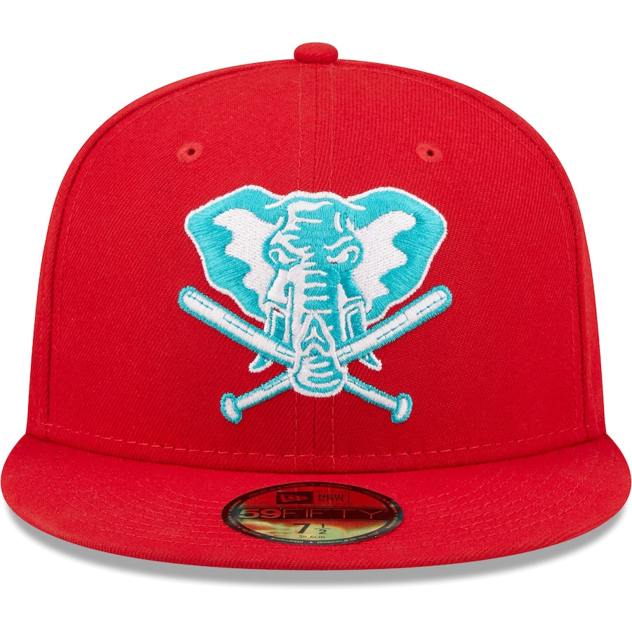 New Era Oakland Athletics 50th Anniversary Scarlet/Teal Undervisor 2022 59FIFTY Fitted Hat