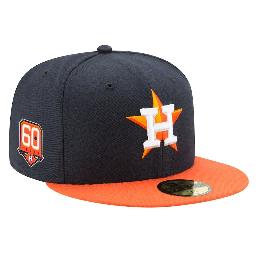 New Era Houston Astros Navy/Orange Road 60th Anniversary Authentic Collection On-Field 59FIFTY Fitted Hat