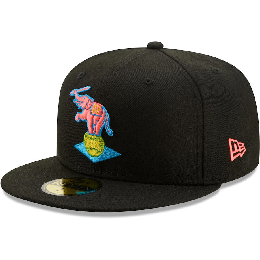 New Era Oakland Athletics Black Glow Undervisor 59FIFTY Fitted Hat