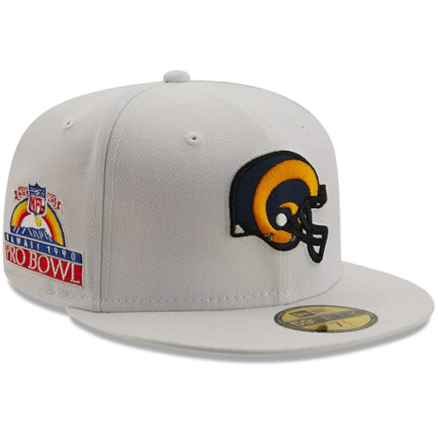 New Era White Los Angeles Rams 1990 Pro Bowl Patch Royal Undervisor 59FIFY Fitted Hat