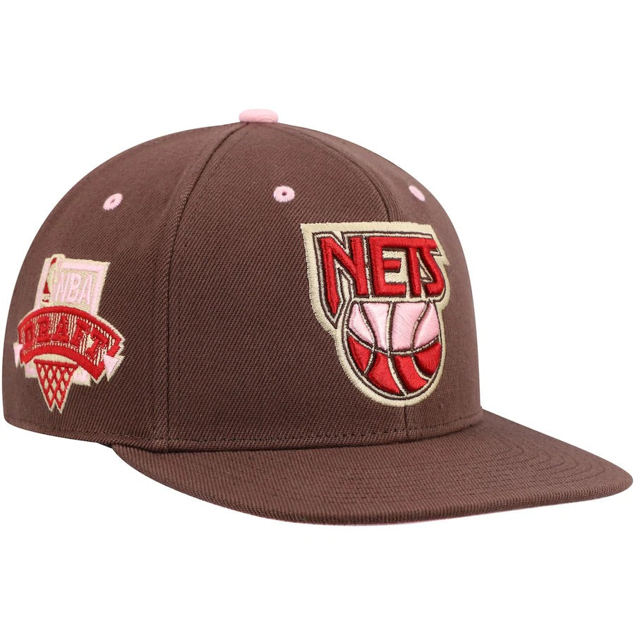 Mitchell & Ness New Jersey Nets Brown NBA Draft Hardwood Classics Brown Sugar Bacon Fitted Hat