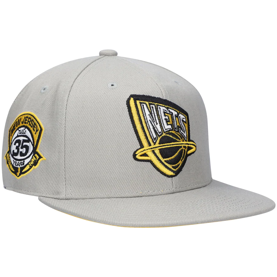 Mitchell & Ness New Jersey Nets Gray Hardwood Classics 35th Anniversary Sunny Gray Fitted Hat