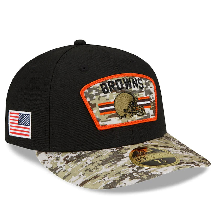 New Era Black/Camo Cleveland Browns 2021 Salute To Service Low Profile 59FIFTY Fitted Hat
