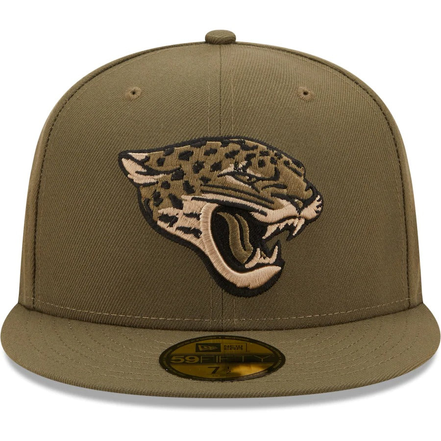 New Era Jacksonville Jaguars Olive 25th Anniversary Camo Undervisor 59FIFTY Fitted Hat
