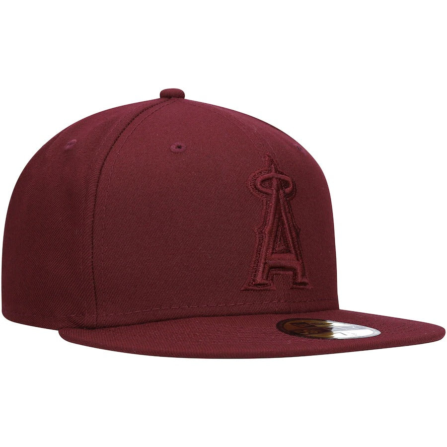New Era Los Angeles Angels Maroon Oxblood Tonal 59FIFTY Fitted Hat