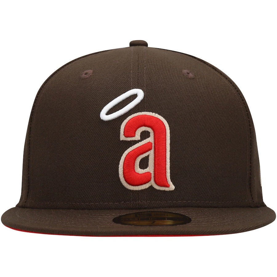 New Era California Angels Brown 35th Anniversary Team Scarlet Undervisor 59FIFTY Fitted Hat