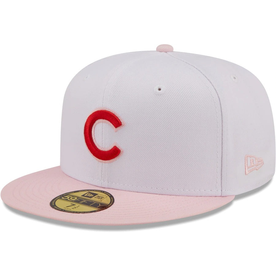 New Era Chicago Cubs White/Pink Scarlet Undervisor 59FIFTY Fitted Hat