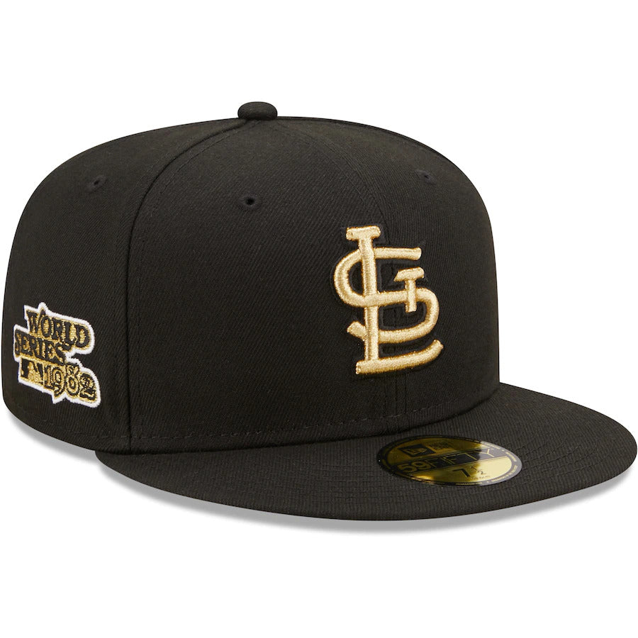 New Era Black St. Louis Cardinals 1982 World Series Metallic Gold Undervisor 59FIFTY Fitted Hat
