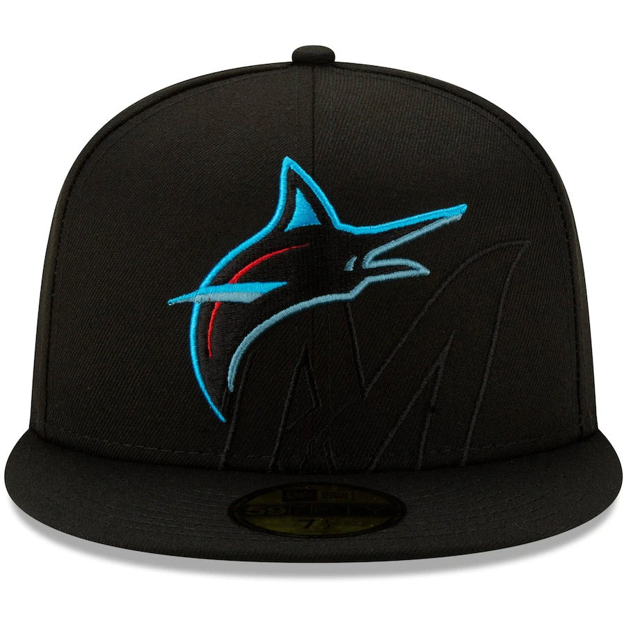New Era Miami Marlins Black Logo Elements 59FIFTY Fitted Hat