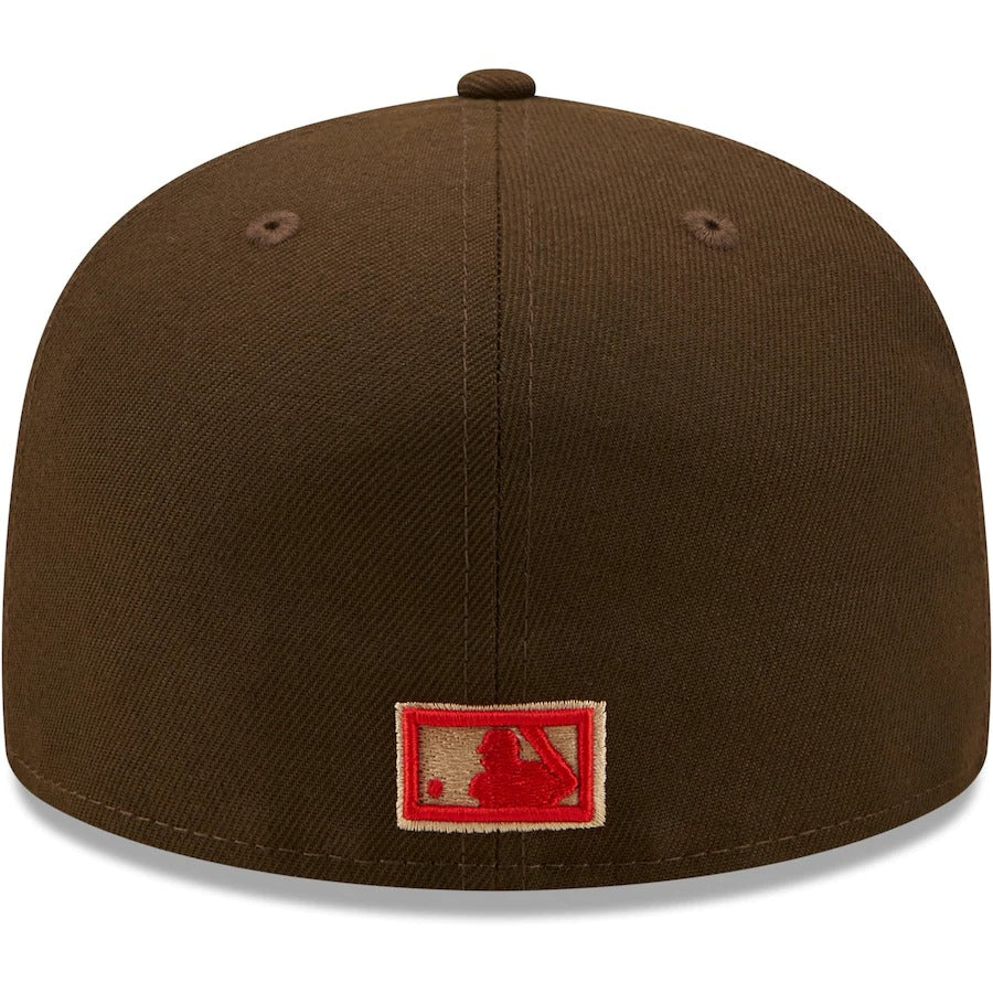 New Era New York Mets Brown 1986 World Series Team Scarlet Undervisor 59FIFTY Fitted Hat