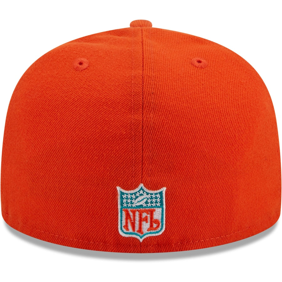 New Era Miami Dolphins Orange 40th Anniversary Patch Logo 59FIFTY Fitted Hat